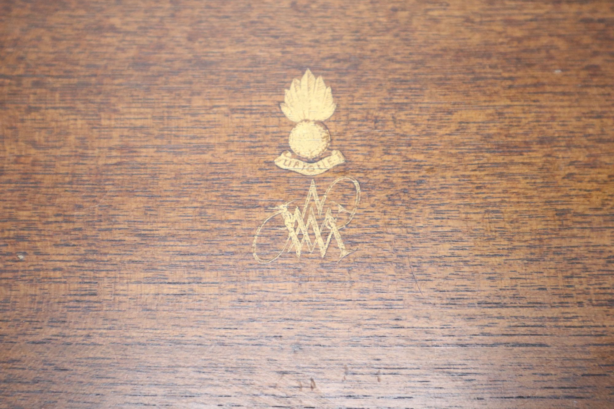 A Victorian parquetry work box and one other with Royal Engineers crest